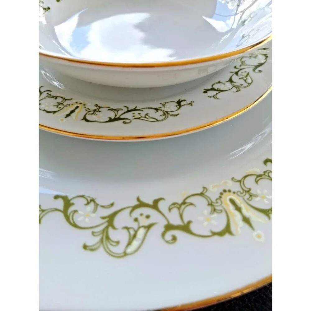 Bell Flower Fine China Japan 2999 3 Pc Place Setting Dinner Bowl Bread Plates